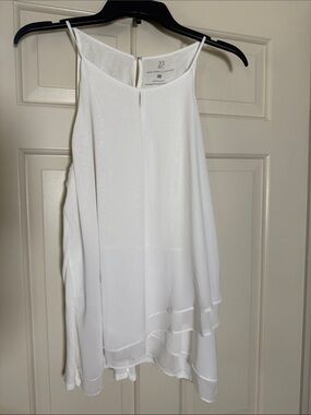 New York & Company White Chiffon Layered Spaghetti Strap Tank